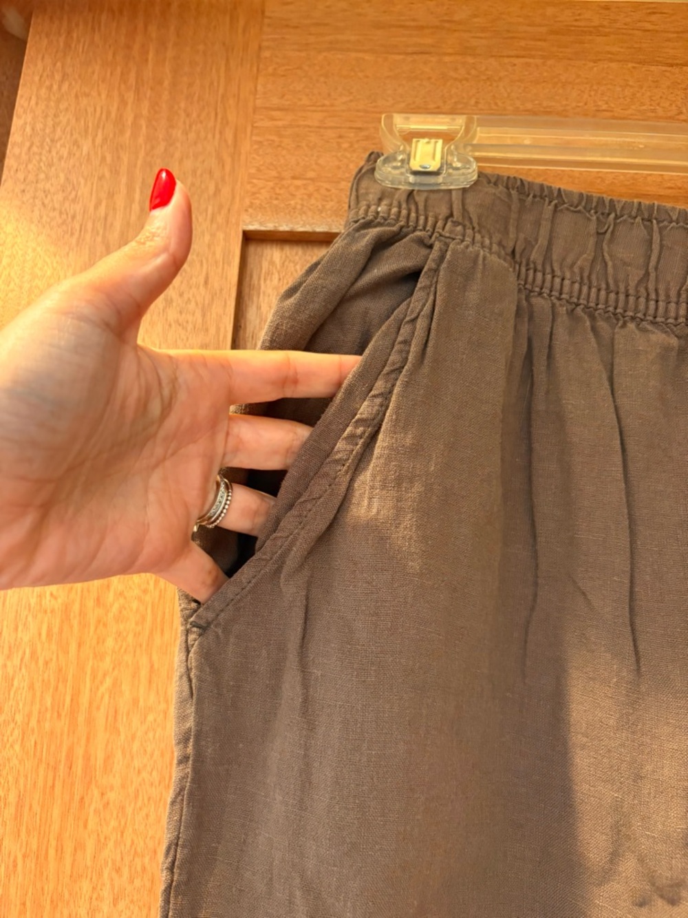 Tahari Brown 100% Linen Pants Women's Size large - Picture 5 of 6